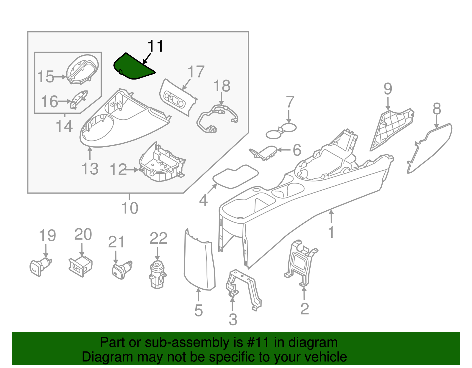 Upper Console Mat - Kia (84637-B2000EQ)