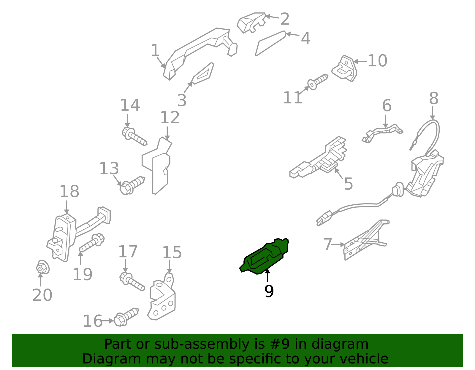 Handle, Inside - Kia (82620-Q5000QA1)