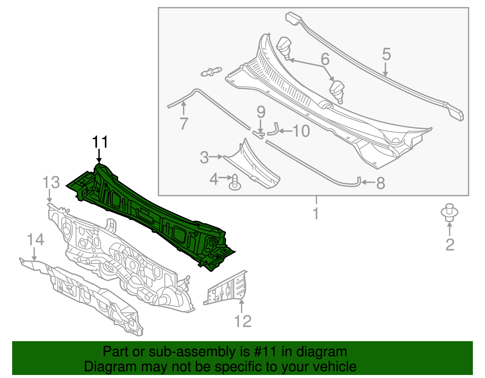 Cowl Panel - Kia (66700-B2100)