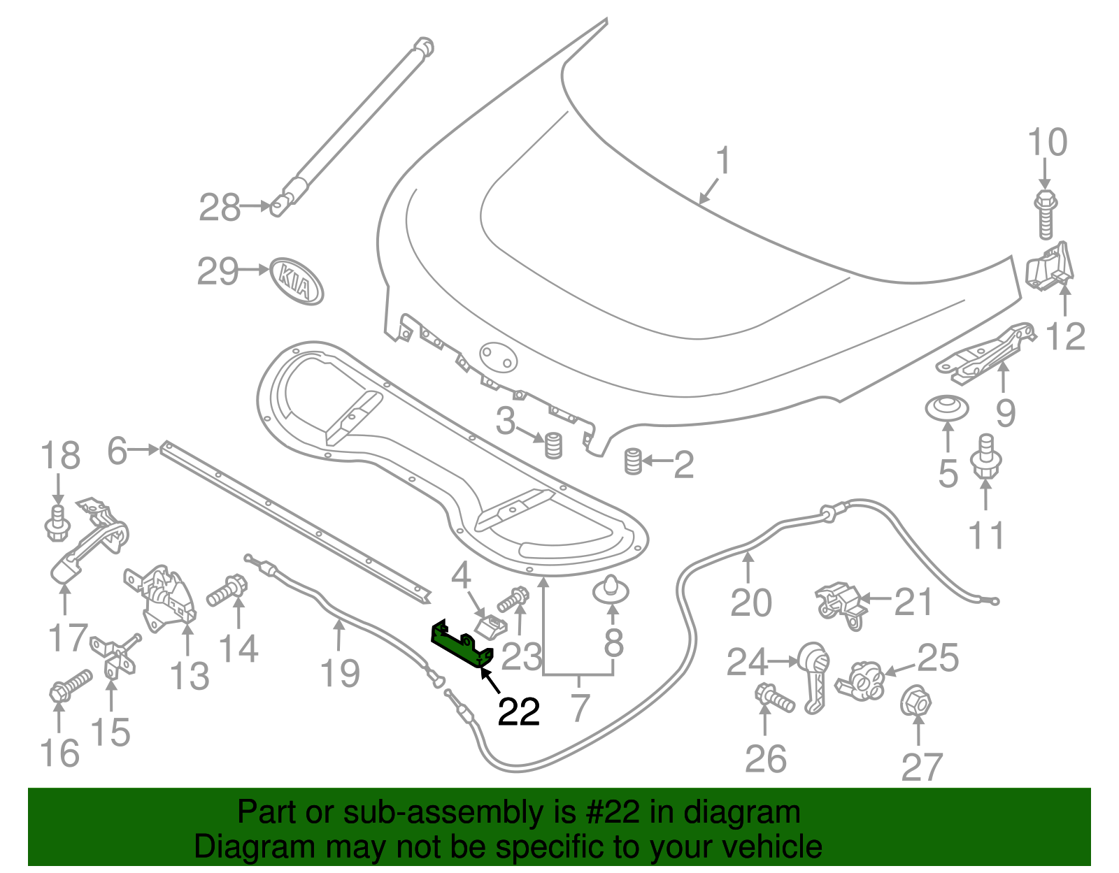 Release Cable Bracket - Kia (64143-B2000)