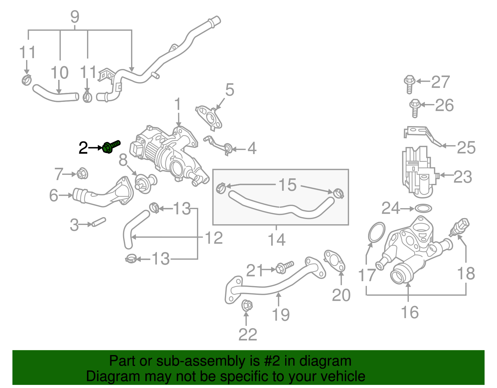 Water Pump Assembly Bolt - Kia (25125-2E270)