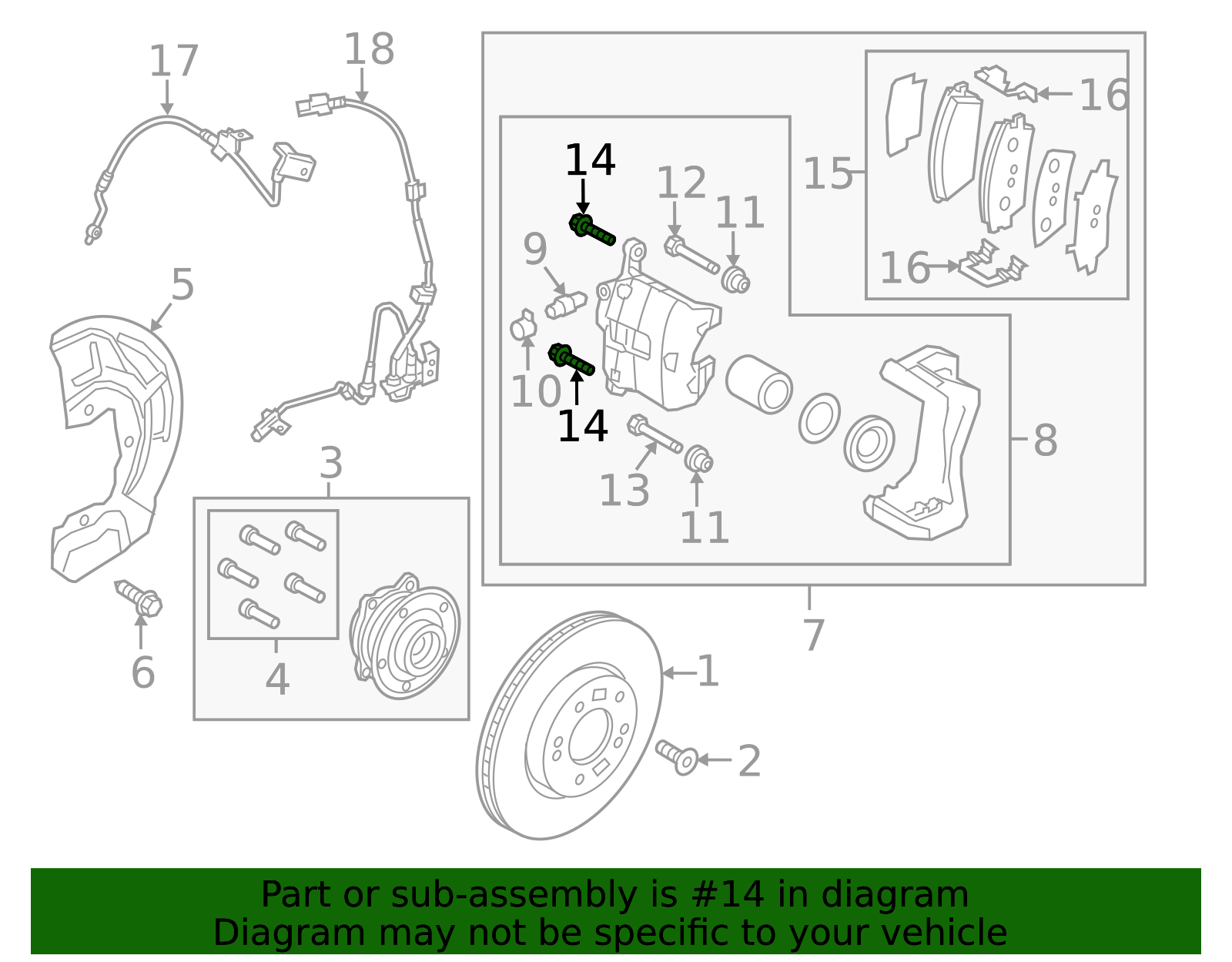 Disc Brake Caliper Pin Bolt - Kia (58163-1G000)