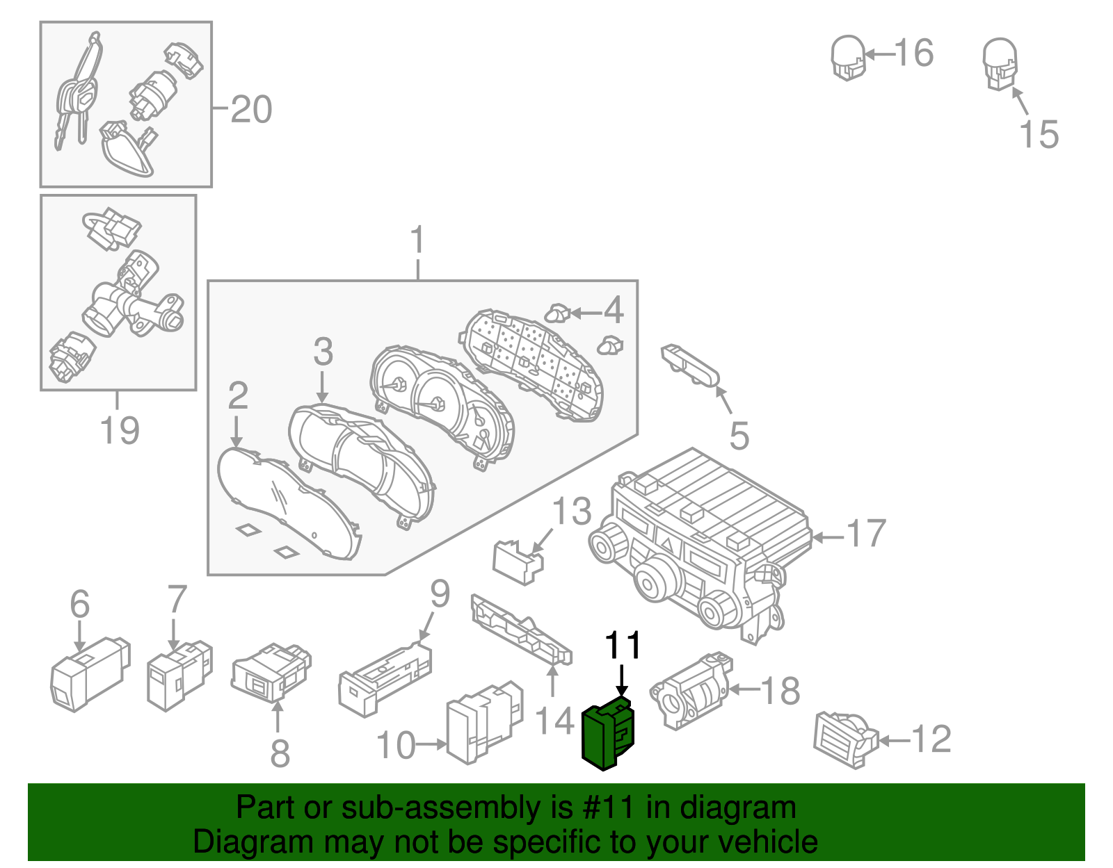 Switch Blank Cover - Kia (93335-4D000DP)