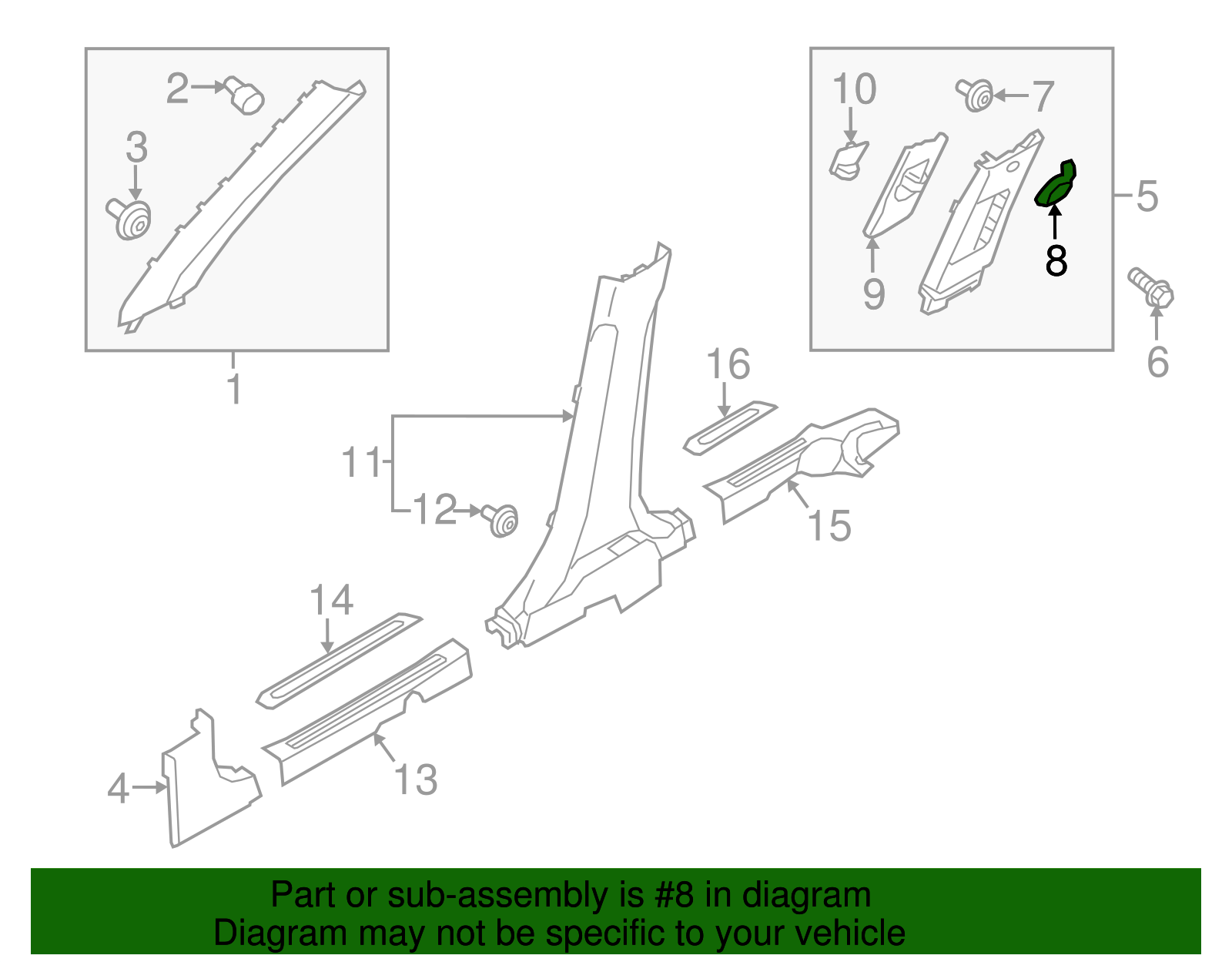Upper Center Pillar Trim Hole Cover - Kia (85838-B2000EQ)