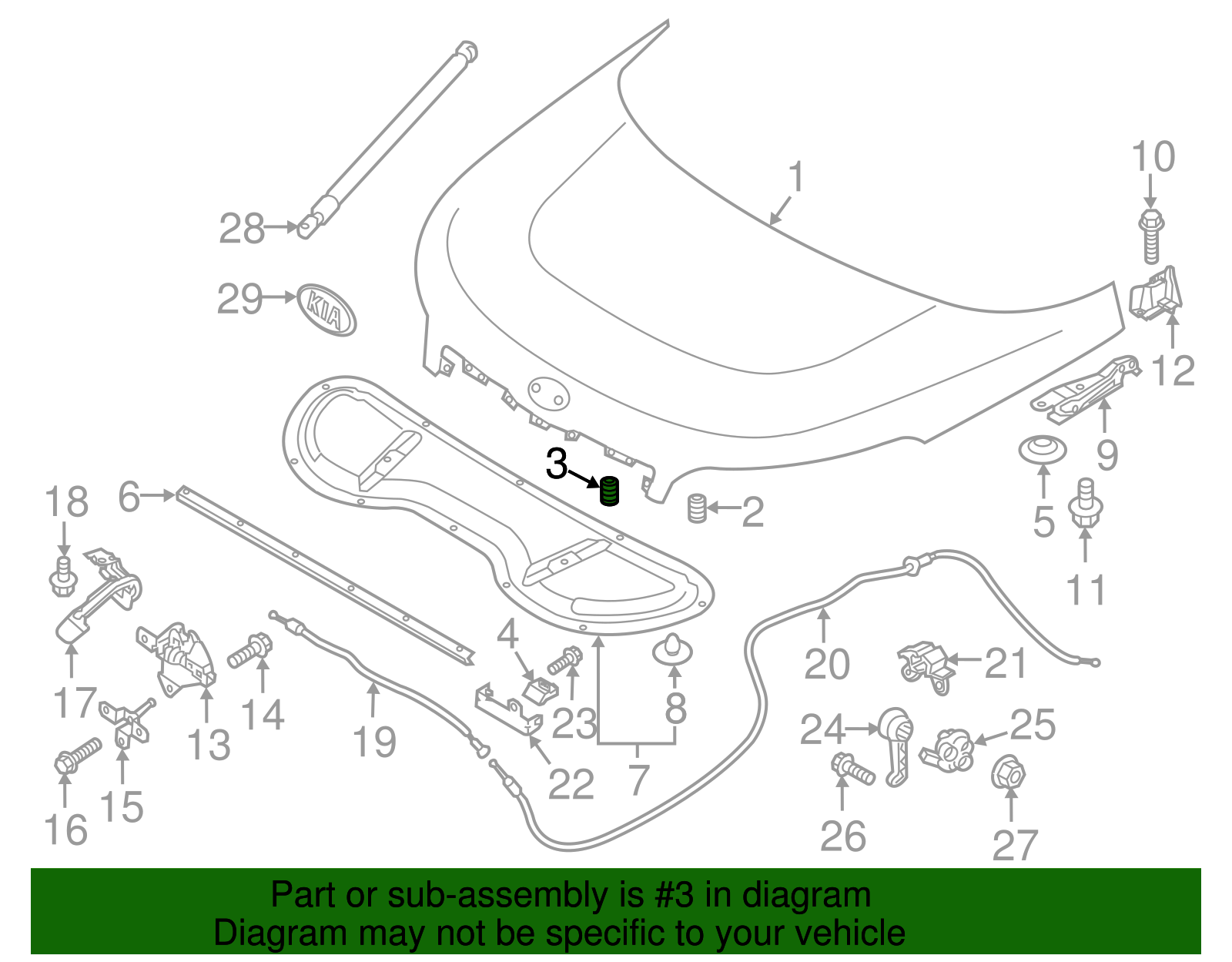 Hood Bumper - Kia (81188-3K000)