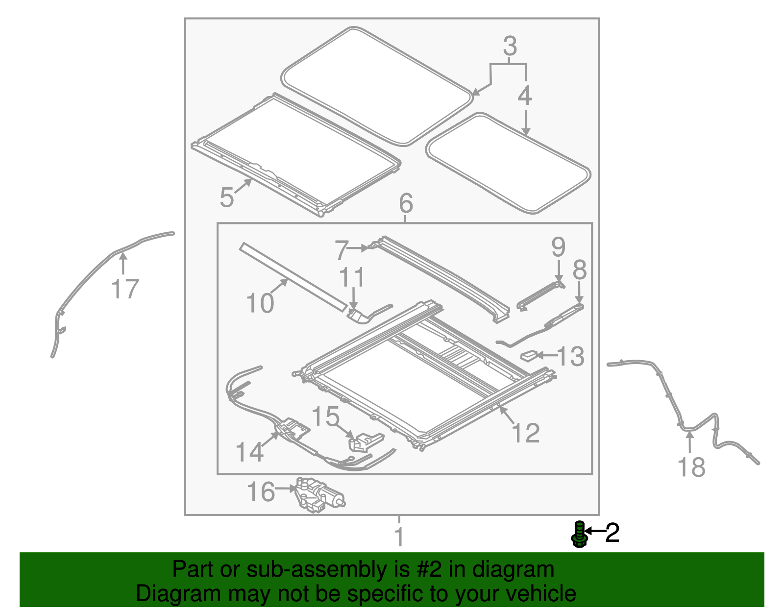 Sunroof Assembly Bolt - Kia (11254-06181)