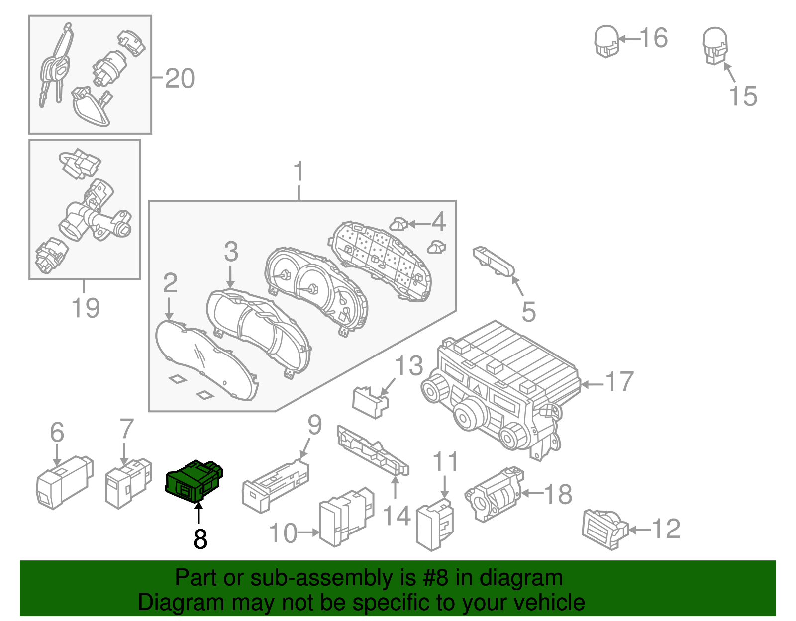Seat Heat Switch - Kia (93770-4D020VA)