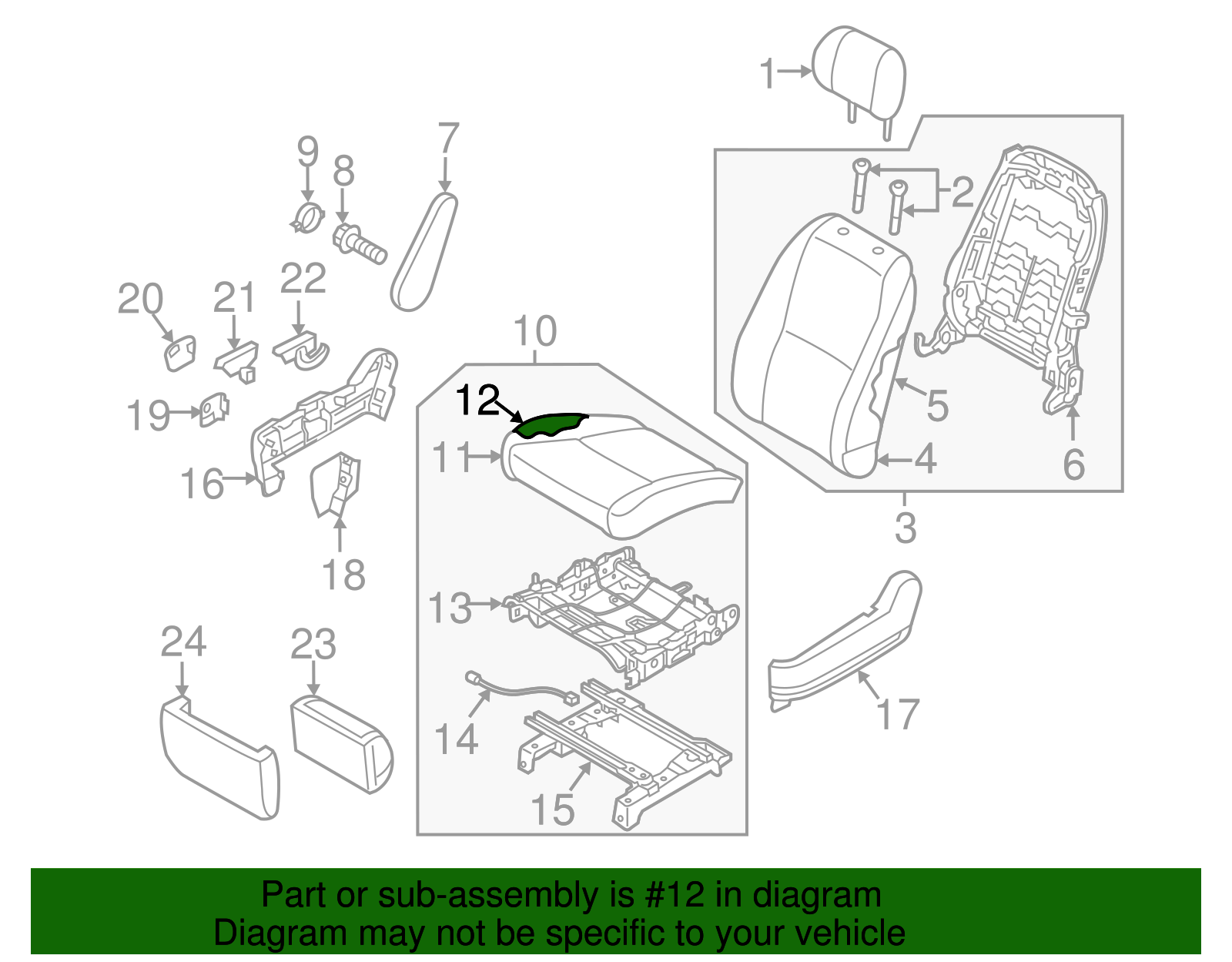 Seat Cushion Pad - Kia (88250-4D031)