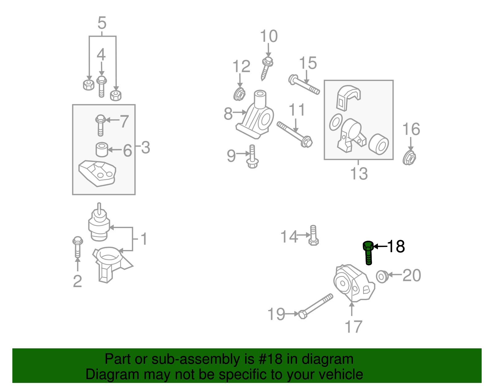 Rear Mount Mount Bolt - Kia (21820-3S200)