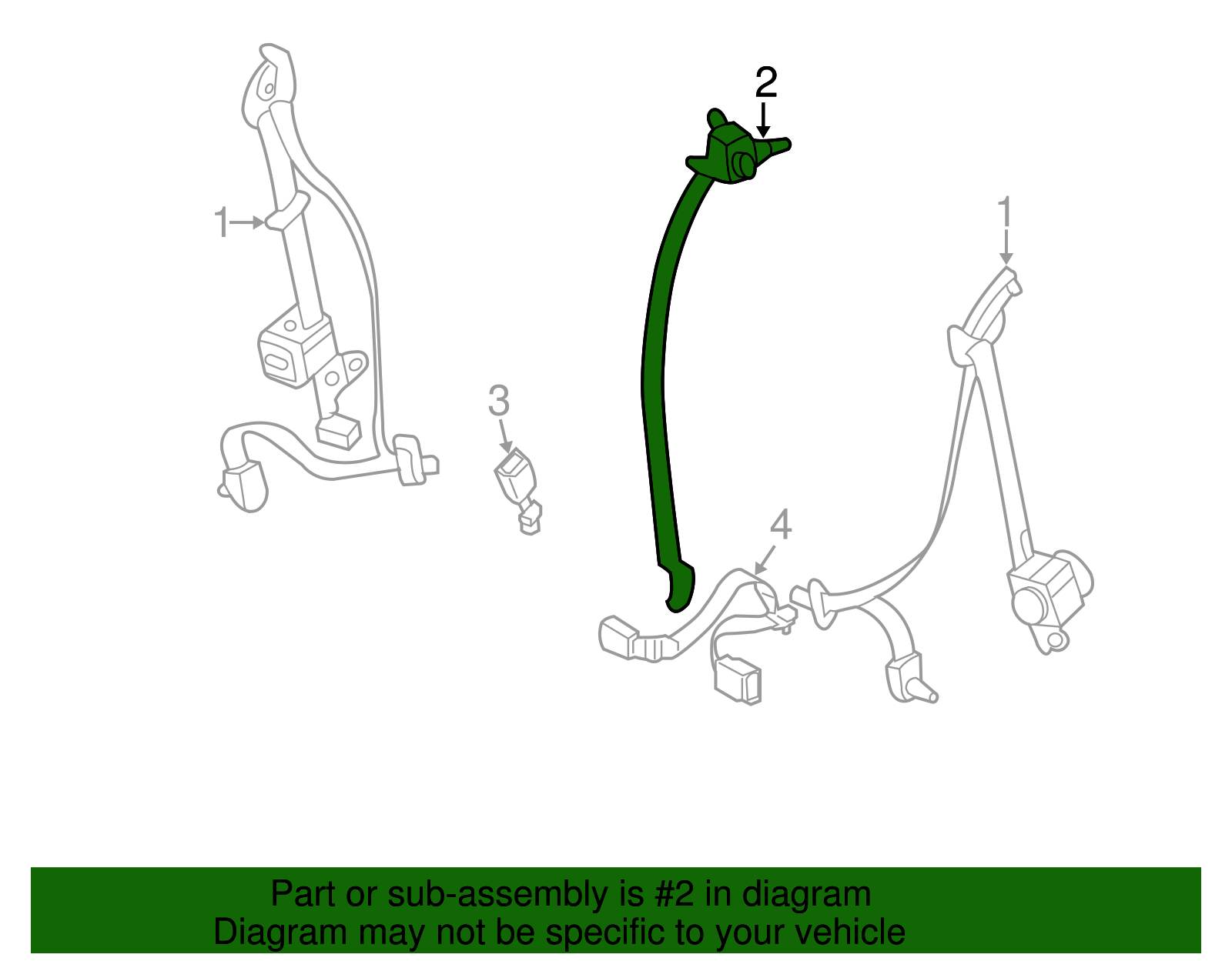 Center Belt Assembly - Kia (89850-4D500CS)
