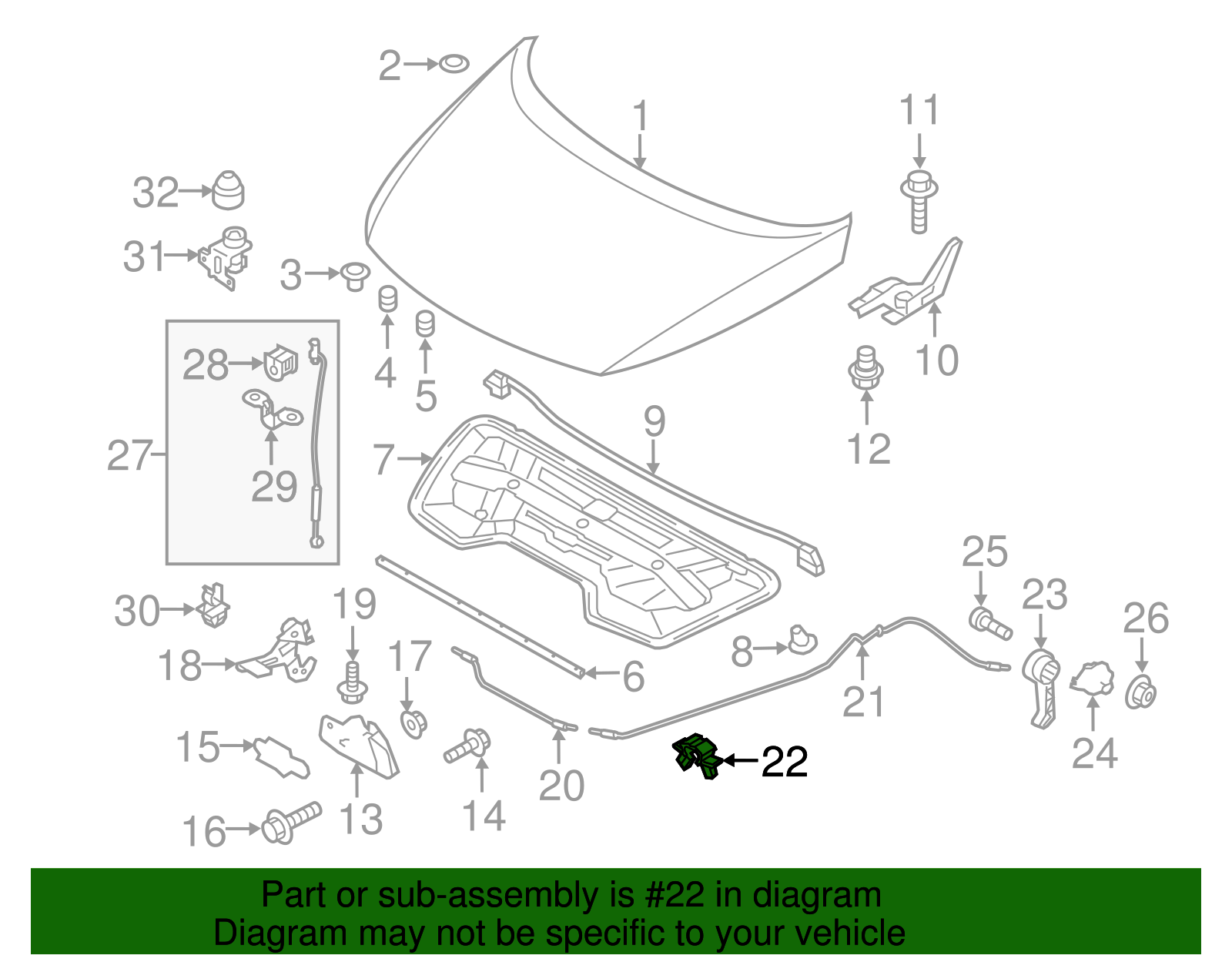 Release Cable Clip - Kia (81199-38000)