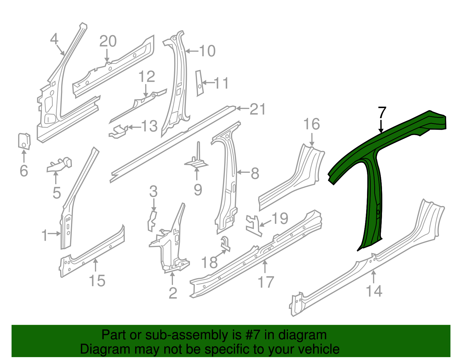Center Pillar - Porsche (971-809-432-Y-GRV)