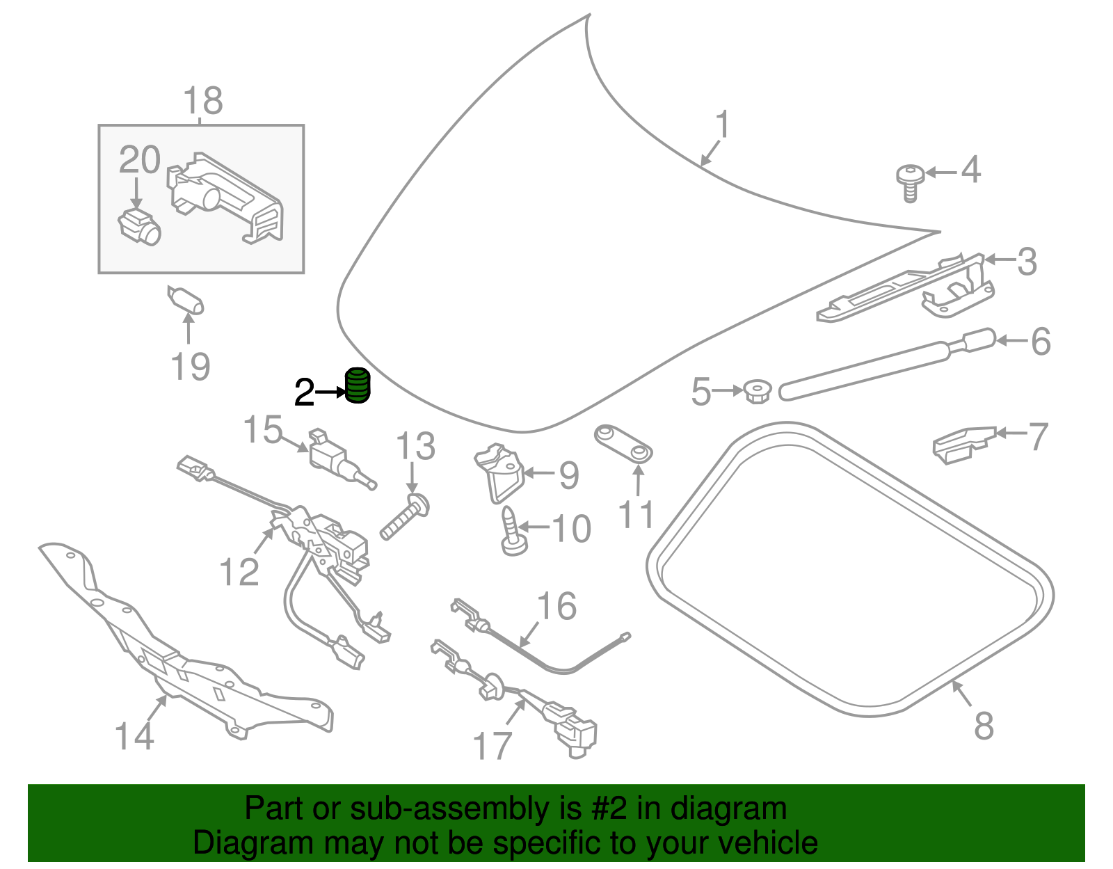 Hood Bumper - Porsche (9P1-823-499)
