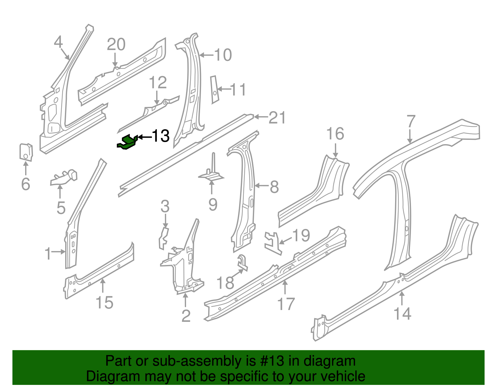Lower Pillar Reinforced Reinforced Plate - Porsche (971-809-628-AY-GRV)
