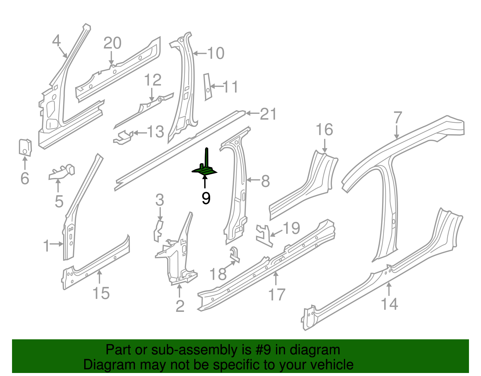 Center Pillar Reinforced Filler - Porsche (971-810-262)