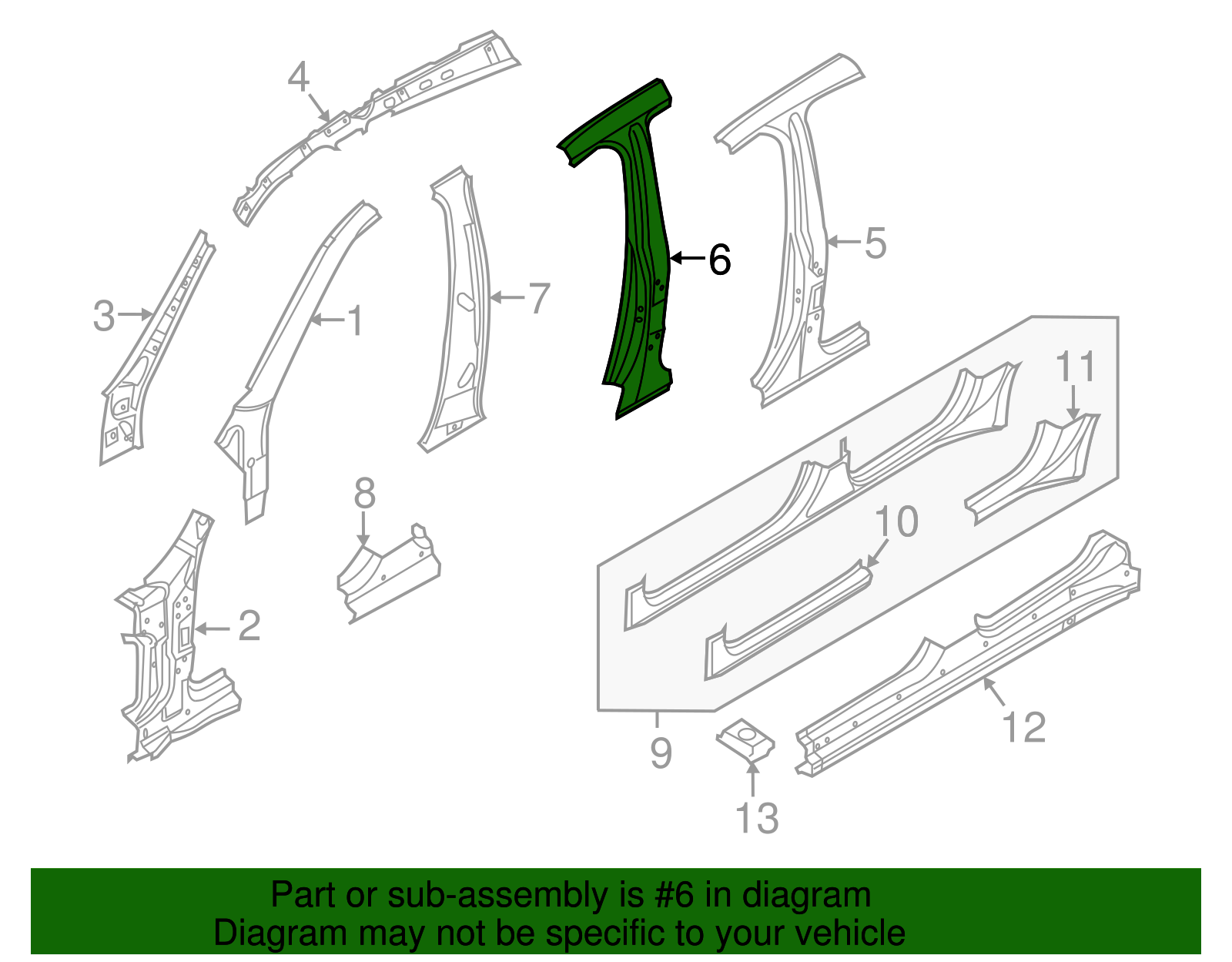 Inner Pillar - Porsche (970-502-245-01-GRV)