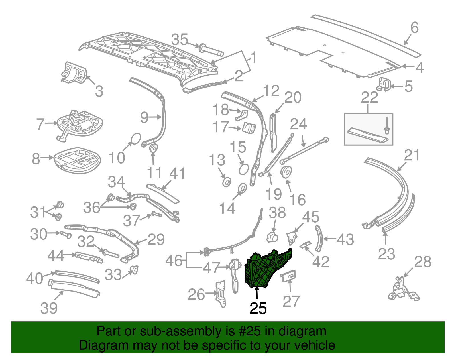 Convertible Top Housing Support - Porsche (997-561-944-01)